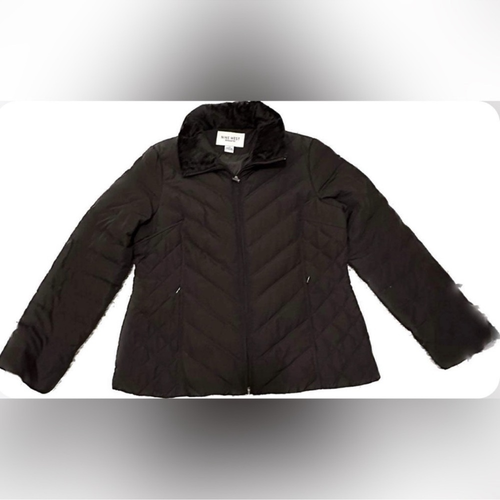 Nine West Brown Quilted Puffer Down Coat~Size - Picture 4 of 6